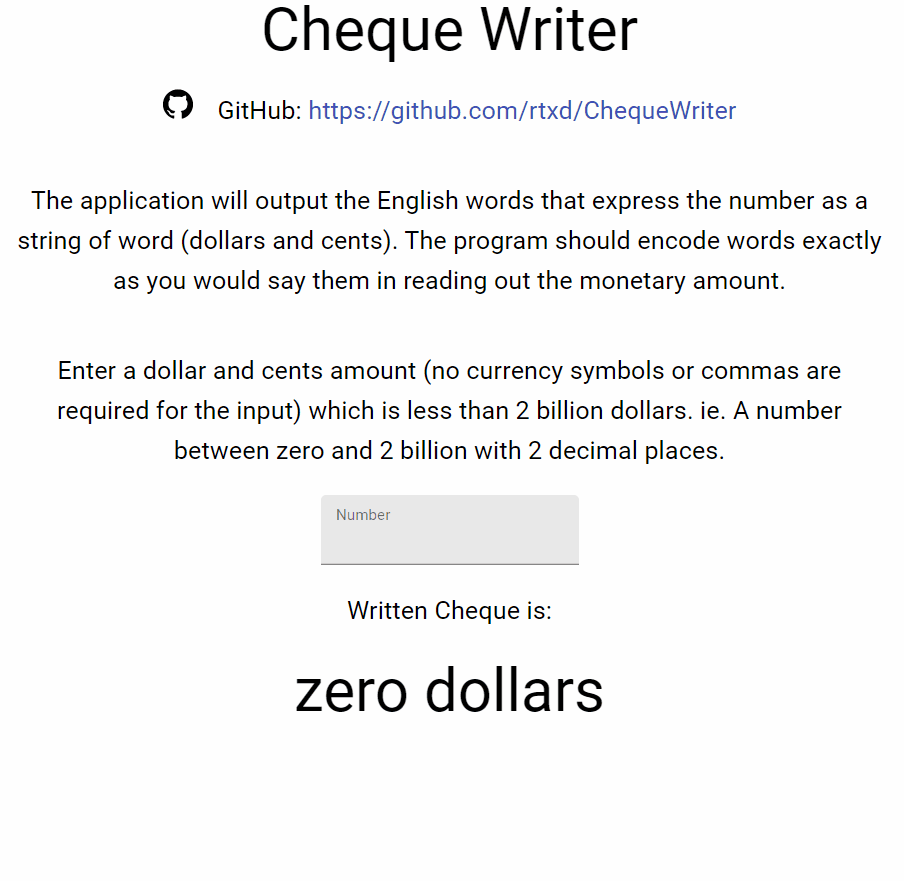 Cheque Writer Application
